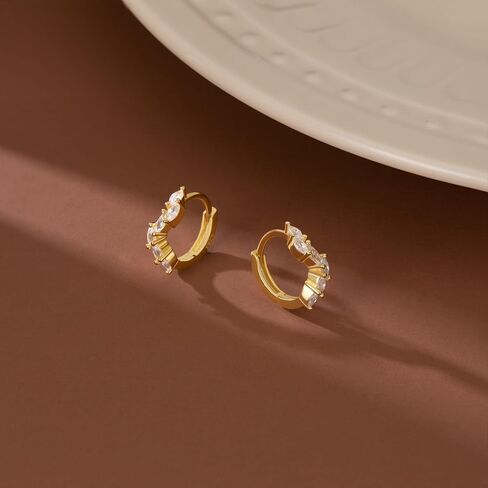 Sluynz 925 Sterling Silver Marquise CZ أقراط للنساء المراهقات دمعة CZ Huggie Earrings Leaf in Saudi Arabia