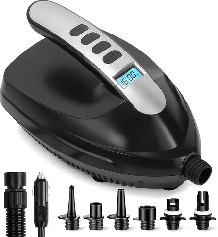 Serene Life Digital Electric Air Pump Compressor - 110W 12 Volt Quick Air Inflator w/LCD, 0-16 Adjustable PSI - for Water Sport Inflatable SUP Stand Up Paddle Board - SereneLife SLPUMP20.5 in Saudi Arabia