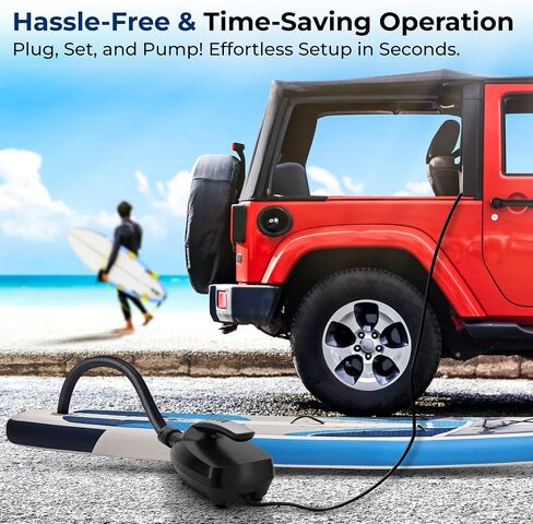 Serene Life Digital Electric Air Pump Compressor - 110W 12 Volt Quick Air Inflator w/LCD, 0-16 Adjustable PSI - for Water Sport Inflatable SUP Stand Up Paddle Board - SereneLife SLPUMP20.5 in Saudi Arabia