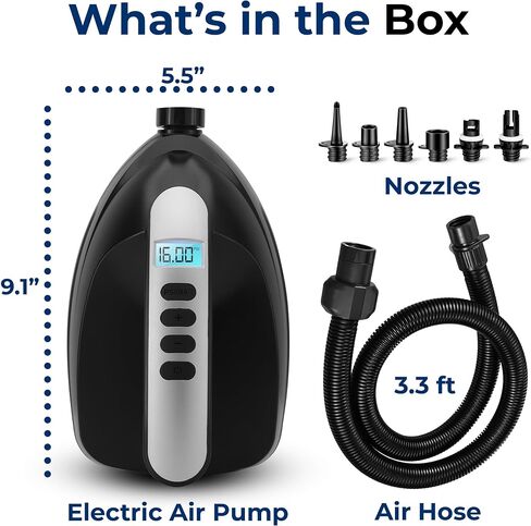 Serene Life Digital Electric Air Pump Compressor - 110W 12 Volt Quick Air Inflator w/LCD, 0-16 Adjustable PSI - for Water Sport Inflatable SUP Stand Up Paddle Board - SereneLife SLPUMP20.5 in Saudi Arabia