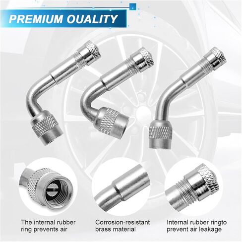 Car Tire Valve Stem Extenders, 45 Degree 90 Degree 135 Degree Tire Inflator Nozzle Extender, Brass Valve Extension Adaptor for Car, Dually Wheels Passenger Car, Motorcycle, Bike (6PCS) in Saudi Arabia