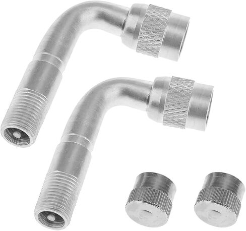 2PCS Car Tire Valve Extension, 90 Degree Vehicle Tyre Valve Extension Adaptor, Flexible Brass Automotive Valve Stem Extender Accessories, Universal for Truck Motorcycle Bike Scooter (Golden) in Saudi Arabia