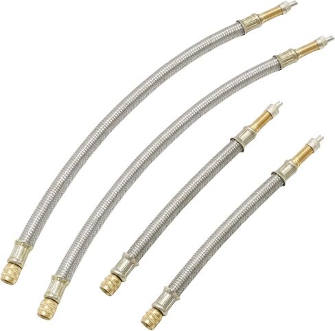Stainless Steel Dually Valve Stem Extension Kit - Includes 4 Dual Tire Valve Extensions & 6 Valve Extender Adaptors (7.1 & 11.8 Inch) for Most Cars Trucks RVs in Saudi Arabia