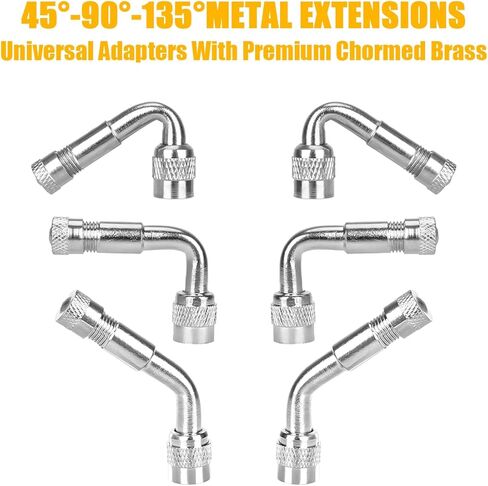 موسع صمام الإطارات الإطارات Besulen ، 6pcs 45 90 135 درجة من النحاس النحاس ، محول ملحقات الجذعية ، إكسسوارات صيانة السيارات ، عالمي للدراجات ، الدراجات النارية ، المقطورات (الذهب) in Kuwait