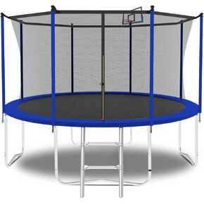 Livavege 10FT Trampoline for Kids and Adults with Safety Enclosure Net & Ladder, Basketball Hoop, ASTM Approved Reinforced Type Trampoline Outdoor with Jumping Mat and Spring Cover Padding, 240LBS in Saudi Arabia