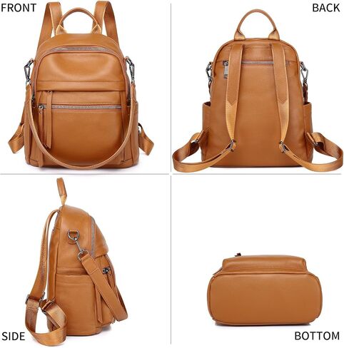 Genuine Leather Backpack Purse For Women Orange Brown Real Soft Leather Convertible Ladies Daypack Shoulder Bag in Kuwait
