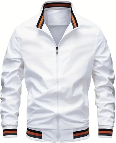 Men's Solid Color Casual Jacket Thin Long-Sleeved Sports Coat Full Zip Baseball Jacket in Saudi Arabia