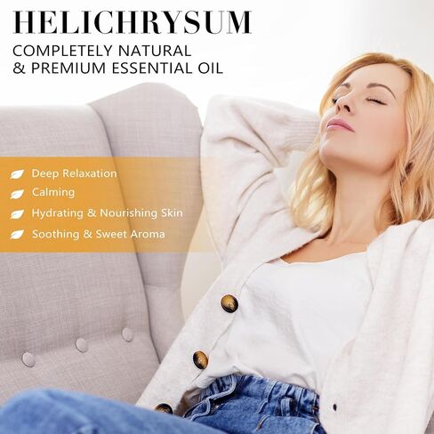 Helichrysum Essential Oil Roll On 20ml - Natural Helichrysum Oil Blend Roller for Aromatherapy & Skin Vitality, Massage, Happy, Relaxation, Stress Relief, Skin Care in Saudi Arabia