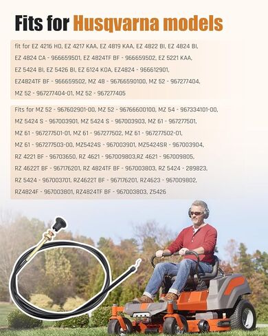 539112439 خنق كابل الملاءمة لـ Husqvarna EZ 4216 HO ez 4217 KAA EZ 4819 KAA EZ 4822 BI EZ 4824 BI MZ 52-967602901-00 ، MZ 52-96660000100 539130209 in Kuwait