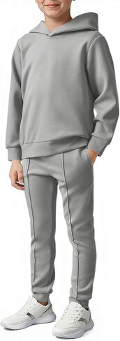 Haloumoning Boys Athletic Sweatsuit Kids Fashion Hoodies and Sweatpants Clothing Sets with Pockets 5-14Y in Saudi Arabia