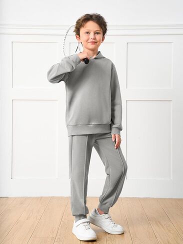 Haloumoning Boys Athletic Sweatsuit Kids Fashion Hoodies and Sweatpants Clothing Sets with Pockets 5-14Y in Saudi Arabia