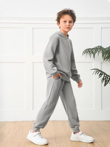 Haloumoning Boys Athletic Sweatsuit Kids Fashion Hoodies and Sweatpants Clothing Sets with Pockets 5-14Y in Saudi Arabia