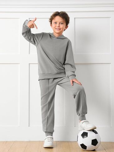 Haloumoning Boys Athletic Sweatsuit Kids Fashion Hoodies and Sweatpants Clothing Sets with Pockets 5-14Y in Saudi Arabia