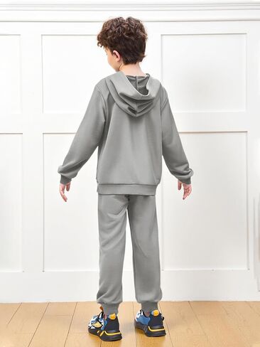 Haloumoning Boys Athletic Sweatsuit Kids Fashion Hoodies and Sweatpants Clothing Sets with Pockets 5-14Y in Saudi Arabia