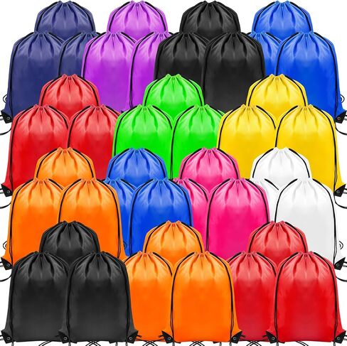 100 PCS Backretring Backpack Ballk ، 10 ألوان أكياس الرباط بالجملة ، حقيبة Cinch Gym الرياضية ، حقيبة ظهر رسم للبوليستر للرجال للنساء الرياضة الرياضية تسبح (16.5 × 13.3 بوصة) in Saudi Arabia
