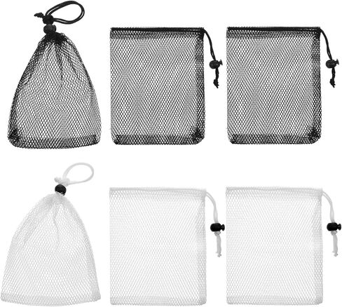 6Pcs Small Mesh Bags Black Small Drawstring Bags Nylon Bait Bag with Drawstrings Chum Bag for Saltwater Fishing Mesh Storage Drawstring Mini Travel Stuff for Lipstick Cosmetic Jewelry(2 Colour) in Saudi Arabia