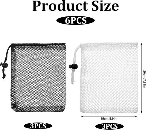 6Pcs Small Mesh Bags Black Small Drawstring Bags Nylon Bait Bag with Drawstrings Chum Bag for Saltwater Fishing Mesh Storage Drawstring Mini Travel Stuff for Lipstick Cosmetic Jewelry(2 Colour) in Saudi Arabia