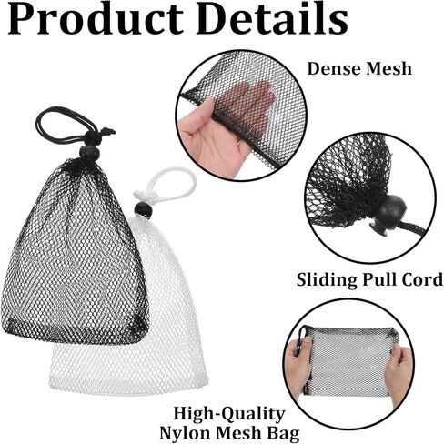 6Pcs Small Mesh Bags Black Small Drawstring Bags Nylon Bait Bag with Drawstrings Chum Bag for Saltwater Fishing Mesh Storage Drawstring Mini Travel Stuff for Lipstick Cosmetic Jewelry(2 Colour) in Saudi Arabia