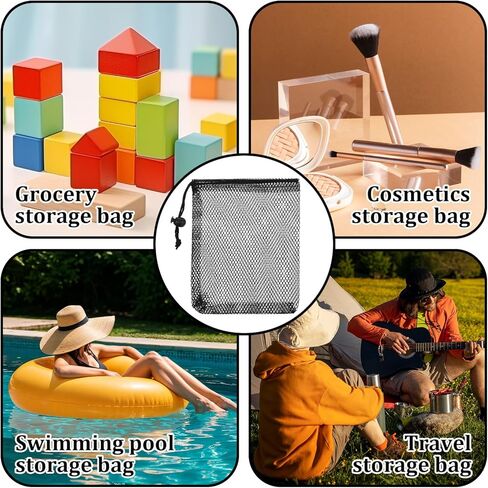 6Pcs Small Mesh Bags Black Small Drawstring Bags Nylon Bait Bag with Drawstrings Chum Bag for Saltwater Fishing Mesh Storage Drawstring Mini Travel Stuff for Lipstick Cosmetic Jewelry(2 Colour) in Saudi Arabia