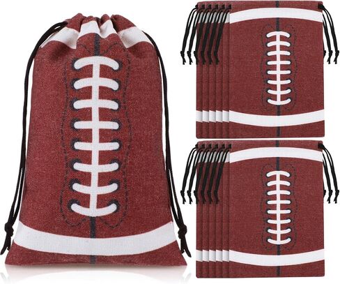 12 PCS Football Party Favors أكياس الرباط Bulk 4 × 6 بوصات قابلة لإعادة الاستخدام للرجبي حقائب جيدة مع السدادات كرة قدم هدايا لتخزين الصالة الرياضية لصالح لوازم تخزين السفر in Saudi Arabia