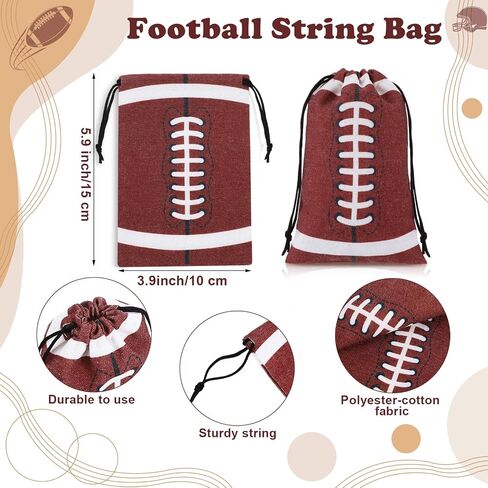 12 PCS Football Party Favors أكياس الرباط Bulk 4 × 6 بوصات قابلة لإعادة الاستخدام للرجبي حقائب جيدة مع السدادات كرة قدم هدايا لتخزين الصالة الرياضية لصالح لوازم تخزين السفر in Saudi Arabia