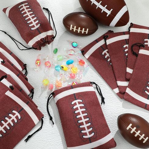 12 PCS Football Party Favors أكياس الرباط Bulk 4 × 6 بوصات قابلة لإعادة الاستخدام للرجبي حقائب جيدة مع السدادات كرة قدم هدايا لتخزين الصالة الرياضية لصالح لوازم تخزين السفر in Saudi Arabia