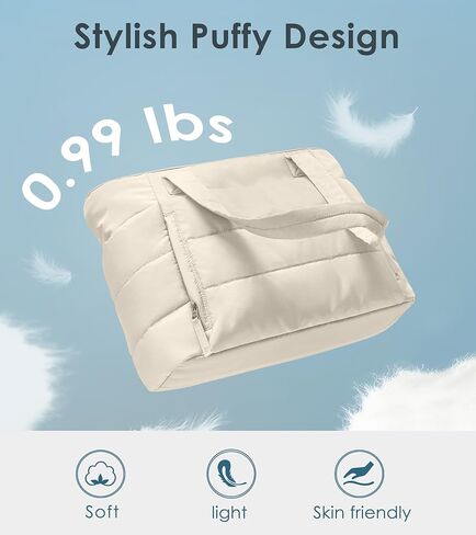 Tote Bag for Women with Zipper, Quilted Puffer Tote Bag with Compartments, Lightweight Puffy Work Bags for Women Travel in Kuwait