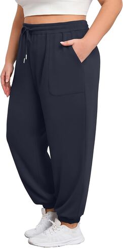FOREYOND Plus Size Sweatpants for Women Casual Lounge Yoga Joggers Elastic Waist Workout Active Sweat Pants with Pockets in Saudi Arabia