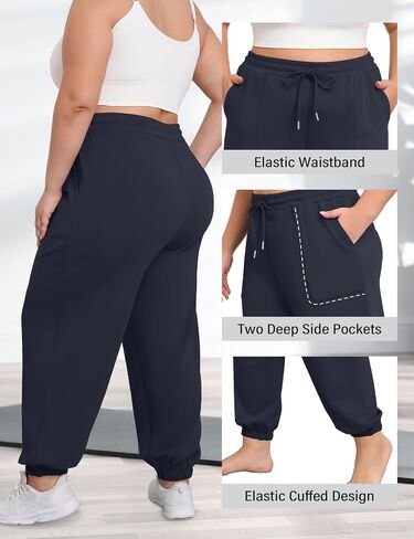 FOREYOND Plus Size Sweatpants for Women Casual Lounge Yoga Joggers Elastic Waist Workout Active Sweat Pants with Pockets in Saudi Arabia