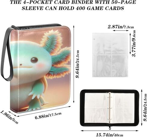 Cute Capybara Water Fruit Trading Card Binder for Cards, Card Album 4-Pockets for 400 Cards with Removable Sleeves PU Baseball Card Holder Football Sports Card Collection in Saudi Arabia