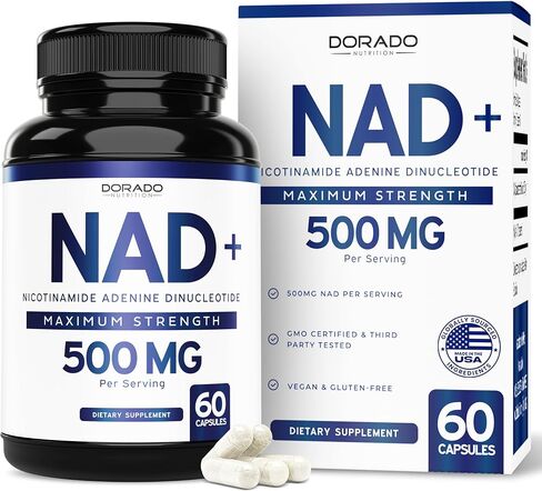 NAD Supplement (500mg of 95% Pure NAD+ Per Serving, 30 Day Supply) - NAD Booster Similar to Nicotinamide Riboside - (Third Party Tested, Vegan Safe, Non-GMO, No Fillers & Made in the USA) in Saudi Arabia