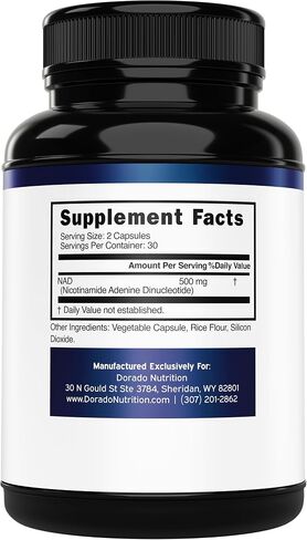 NAD Supplement (500mg of 95% Pure NAD+ Per Serving, 30 Day Supply) - NAD Booster Similar to Nicotinamide Riboside - (Third Party Tested, Vegan Safe, Non-GMO, No Fillers & Made in the USA) in Saudi Arabia