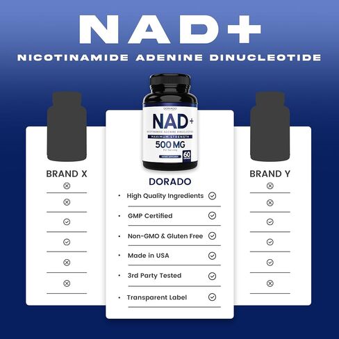 NAD Supplement (500mg of 95% Pure NAD+ Per Serving, 30 Day Supply) - NAD Booster Similar to Nicotinamide Riboside - (Third Party Tested, Vegan Safe, Non-GMO, No Fillers & Made in the USA) in Saudi Arabia