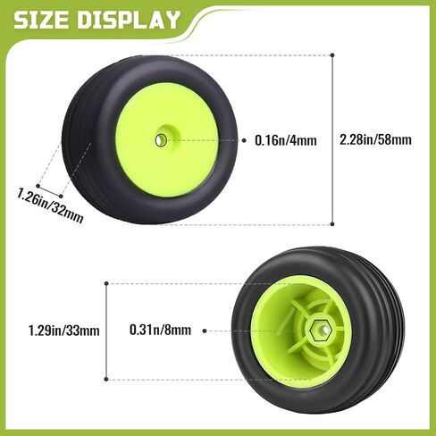 Mounted Front Wheels for Losi Mini T 2.0 Replacement 1/18 Off Road Directional Tires(Yellow) in Saudi Arabia