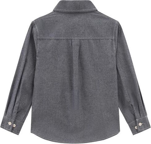 Spring&Gege Boys' Long Sleeve Chambray Shirt Casual Cotton Woven Button Down Shirt with Two Pockets in Saudi Arabia
