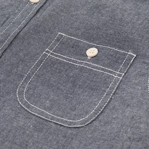 Spring&Gege Boys' Long Sleeve Chambray Shirt Casual Cotton Woven Button Down Shirt with Two Pockets in Saudi Arabia