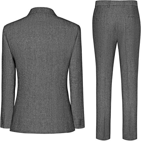 دعاوى عتيقة Tweed Herringbone للرجال 2 زر رفيع النحافة 3 قطعة من الصوف الرسمي بدلة السترة سترة السراويل الرجال in Kuwait