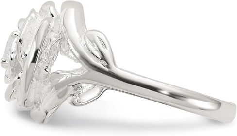 JewelryWeb 8.95mm 925 Sterling Silver Silver مصقول الزركونيا زورونيا زهرة الورد حلقة الطراز على غرار النساء in Saudi Arabia