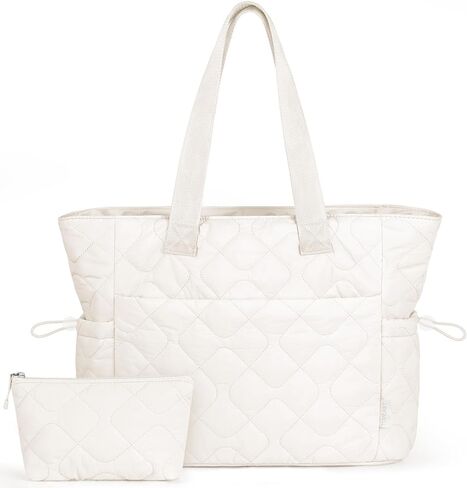 TOPEAST Tote Bag for Women, Large Puffer Tote Bag with Zipper, Lightweight Work Bags for Women, Quilted Bags for Nurse Travel in Saudi Arabia