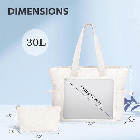 TOPEAST Tote Bag for Women, Large Puffer Tote Bag with Zipper, Lightweight Work Bags for Women, Quilted Bags for Nurse Travel in Saudi Arabia