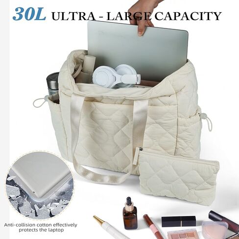 TOPEAST Tote Bag for Women, Large Puffer Tote Bag with Zipper, Lightweight Work Bags for Women, Quilted Bags for Nurse Travel in Saudi Arabia