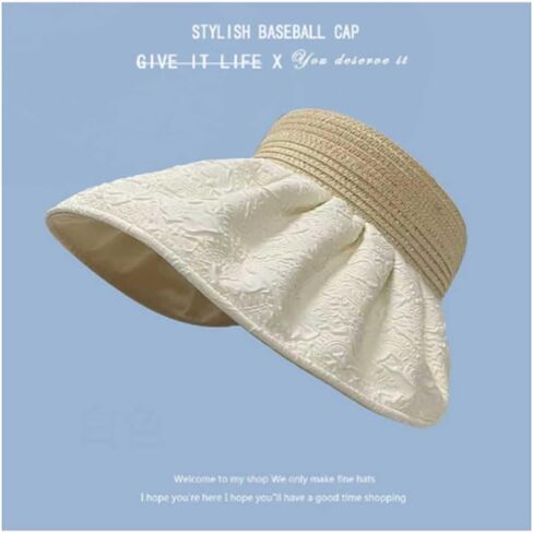 قبعات Sun Visor للنساء على نطاق واسع من القش القش الصيفي قبعة الشاطئ UV UPF50+ سفر قابل للطي قابلة للطي ， الرياضة في الهواء الطلق in Saudi Arabia