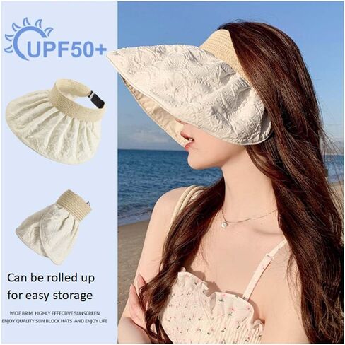 قبعات Sun Visor للنساء على نطاق واسع من القش القش الصيفي قبعة الشاطئ UV UPF50+ سفر قابل للطي قابلة للطي ， الرياضة في الهواء الطلق in Saudi Arabia