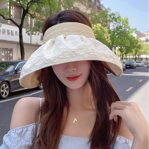 قبعات Sun Visor للنساء على نطاق واسع من القش القش الصيفي قبعة الشاطئ UV UPF50+ سفر قابل للطي قابلة للطي ， الرياضة في الهواء الطلق in Saudi Arabia