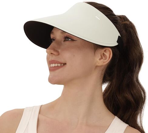 Wooh Sun Visor Hat للنساء والرجال ، حافة واسعة يديرون أقنعة للنساء ، وقبعات حماية من الشمس للغولف والرياضة والهواء الطلق in Kuwait