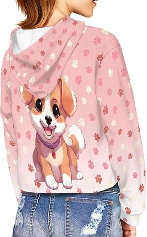 Crop Top Hoodies for Girls Long Sleeve Crop Hoodie Kids Sports Shirt Cropped Top Cartoon Pullover Hooded Size 6-14 in Saudi Arabia