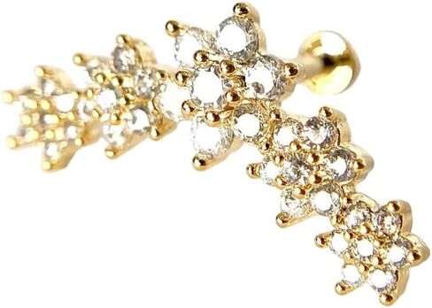 1 قطعة مذهلة خمسة من CZ Gem Flower Labret داخليًا ملولبًا - Monroe - Tragus - Helix- 16g - مجوهرات الجسم in Saudi Arabia