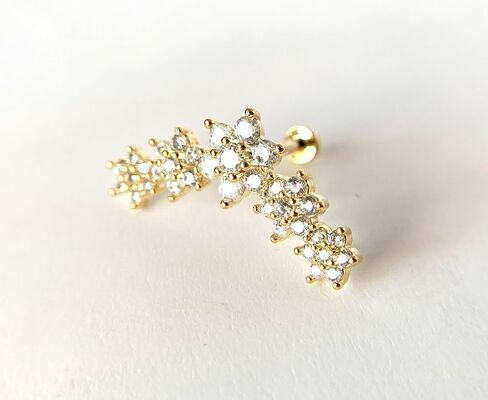 1 قطعة مذهلة خمسة من CZ Gem Flower Labret داخليًا ملولبًا - Monroe - Tragus - Helix- 16g - مجوهرات الجسم in Saudi Arabia