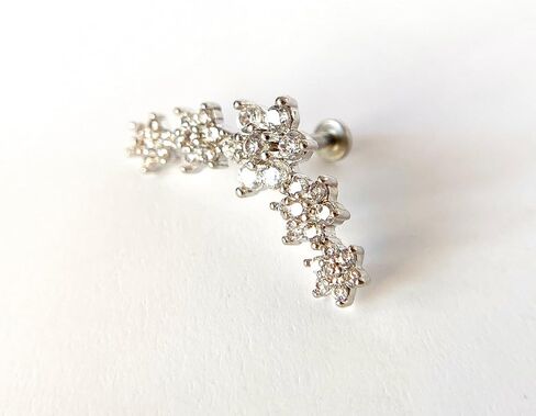 1 قطعة مذهلة خمسة من CZ Gem Flower Labret داخليًا ملولبًا - Monroe - Tragus - Helix- 16g - مجوهرات الجسم in Saudi Arabia