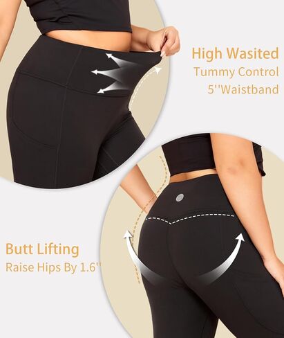 LALAGEN Plus Size Leggings for Women with Pockets-High Waisted Compression Tummy Control Workout Gym 7/8 Length Yoga Pants in Saudi Arabia